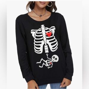 Black Skeleton Print Women's Sweater